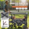 VEVOR Wagon Stroller for 2 Kids, Push Pull Quad Collapsible Stroller with Adjustable Handle, Encircling Harness Removable Canopy, 4 Wheels w/ Brakes