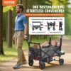 VEVOR Wagon Stroller for 2 Kids, Push Pull Quad Collapsible Stroller with Adjustable Handle, Encircling Harness Removable Canopy, 4 Wheels w/ Brakes
