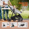 VEVOR Standard Baby Stroller, Infant Toddler Stroller with Bassinet, 3rd-Gear Adjustable Backrest & Foldable & Reversible Seat
